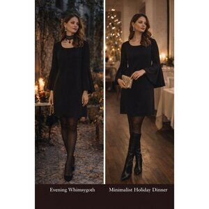 Elizabeth and James LBD Women’s Bell Sleeve Dress Black 4 Minimal Goth Luxe